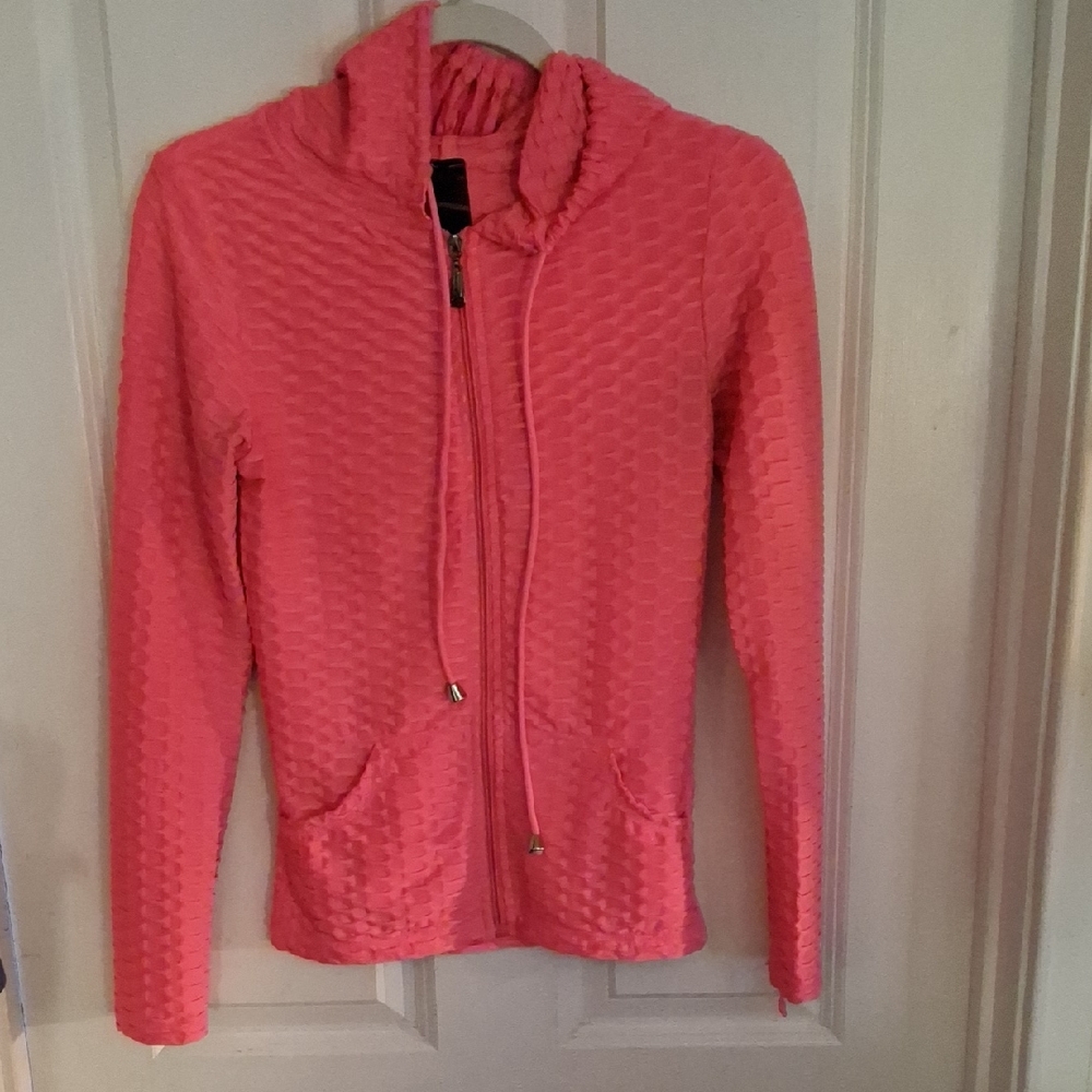 Pink Textured Hoodie